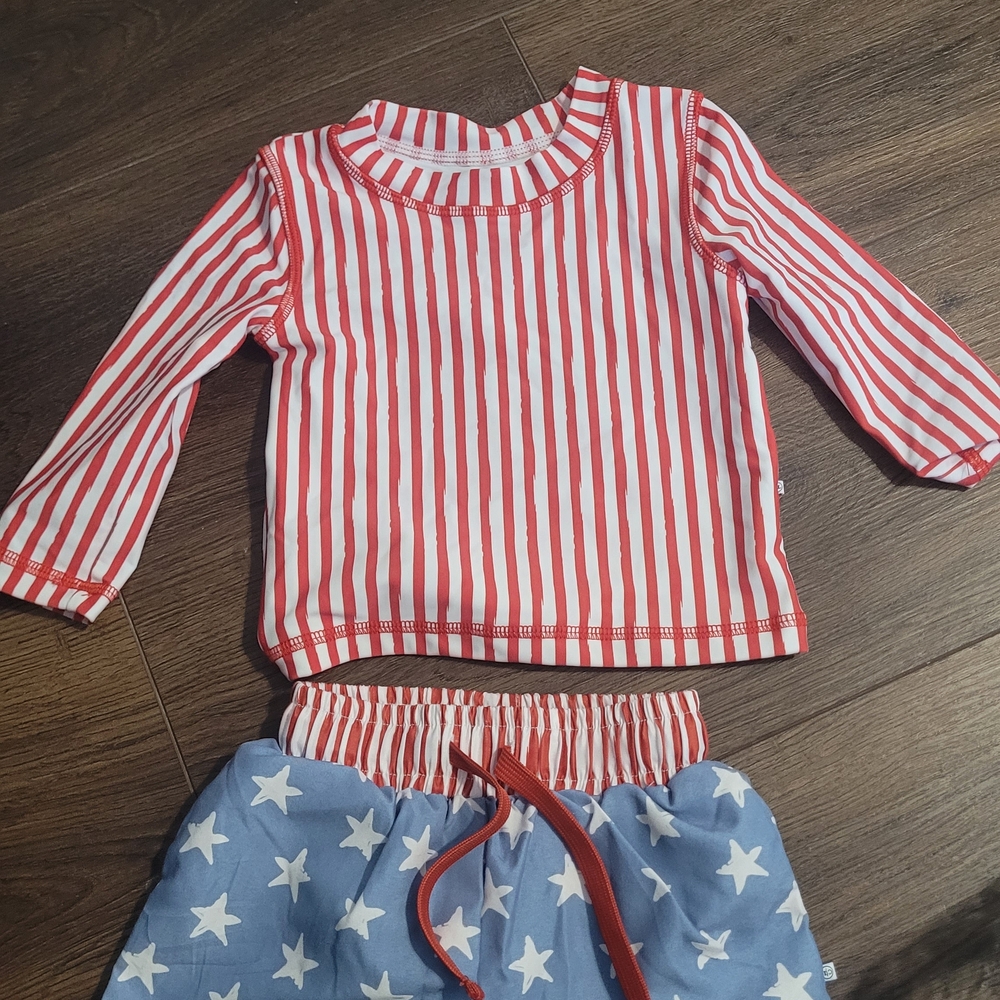 CANDEN LANE RED WHITE & BLUE SWIM SUIT 3-6 m